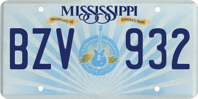 MS license plate BZV932