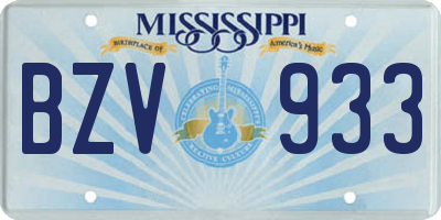 MS license plate BZV933
