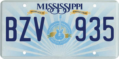 MS license plate BZV935