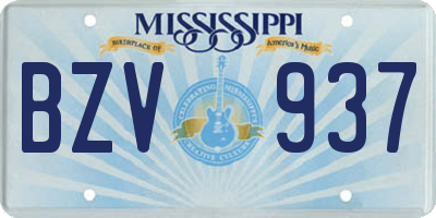 MS license plate BZV937
