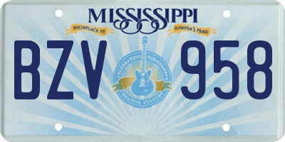 MS license plate BZV958