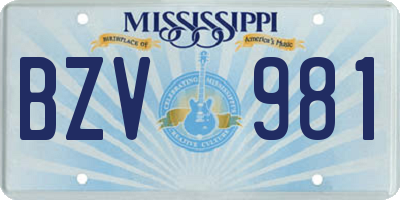 MS license plate BZV981