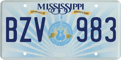 MS license plate BZV983