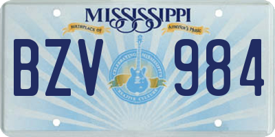 MS license plate BZV984