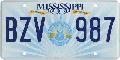MS license plate BZV987