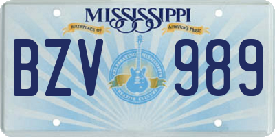 MS license plate BZV989