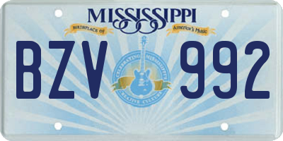 MS license plate BZV992