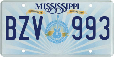 MS license plate BZV993