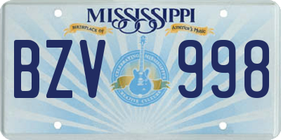 MS license plate BZV998