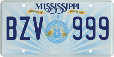 MS license plate BZV999