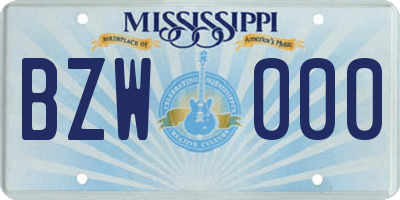 MS license plate BZW000