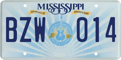 MS license plate BZW014