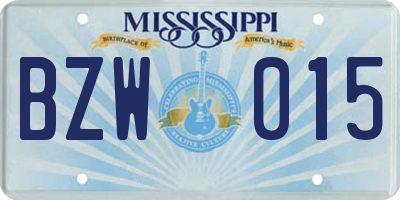 MS license plate BZW015