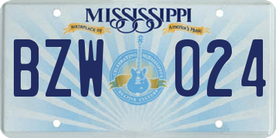 MS license plate BZW024
