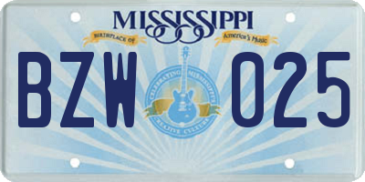 MS license plate BZW025