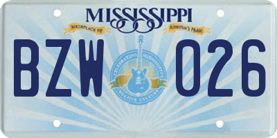 MS license plate BZW026