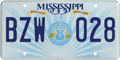 MS license plate BZW028