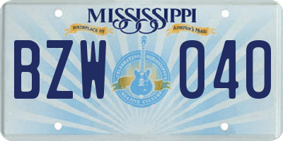 MS license plate BZW040