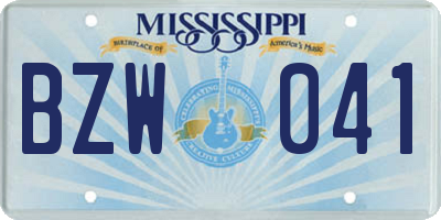 MS license plate BZW041