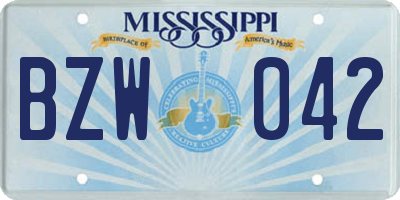 MS license plate BZW042