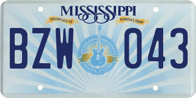 MS license plate BZW043