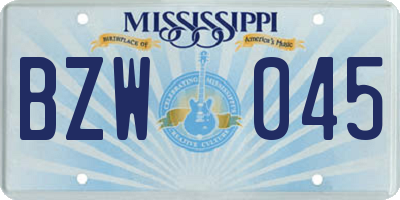 MS license plate BZW045