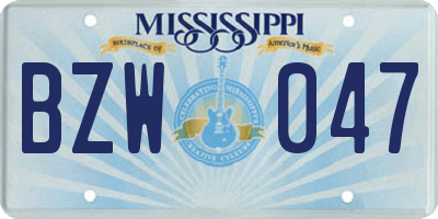 MS license plate BZW047