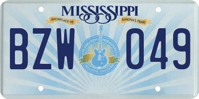 MS license plate BZW049