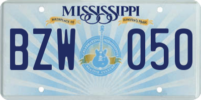 MS license plate BZW050