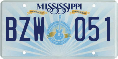 MS license plate BZW051