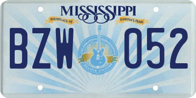MS license plate BZW052