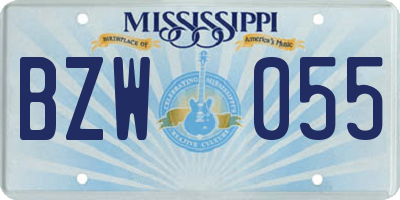MS license plate BZW055