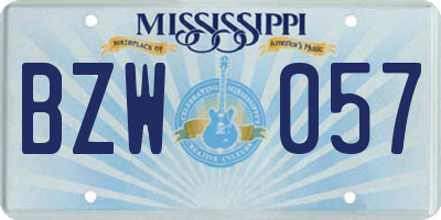 MS license plate BZW057