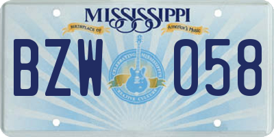MS license plate BZW058
