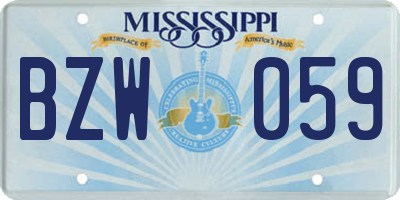 MS license plate BZW059