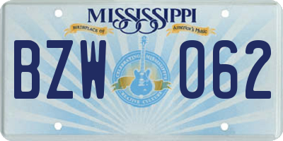 MS license plate BZW062