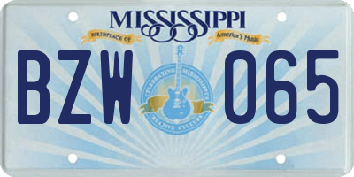 MS license plate BZW065
