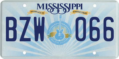 MS license plate BZW066