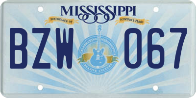 MS license plate BZW067
