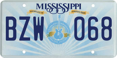 MS license plate BZW068