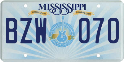 MS license plate BZW070
