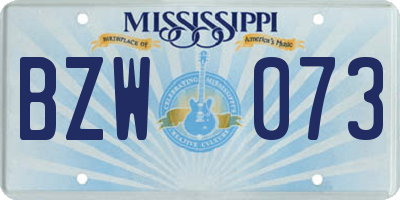 MS license plate BZW073