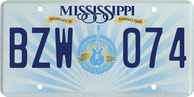 MS license plate BZW074