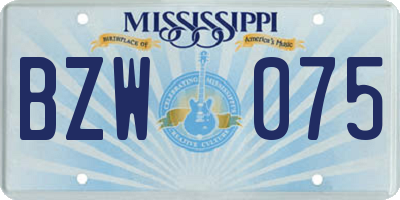 MS license plate BZW075