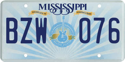 MS license plate BZW076