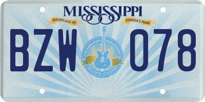 MS license plate BZW078