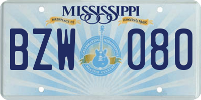 MS license plate BZW080