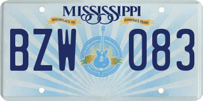 MS license plate BZW083