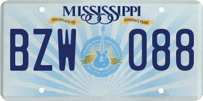 MS license plate BZW088
