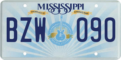 MS license plate BZW090